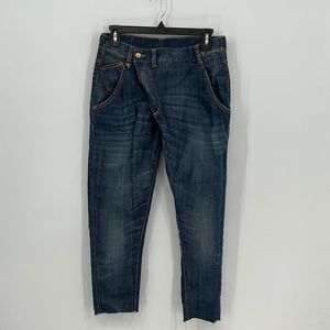 R13 Crossover Frayed Hem Skinny Jeans